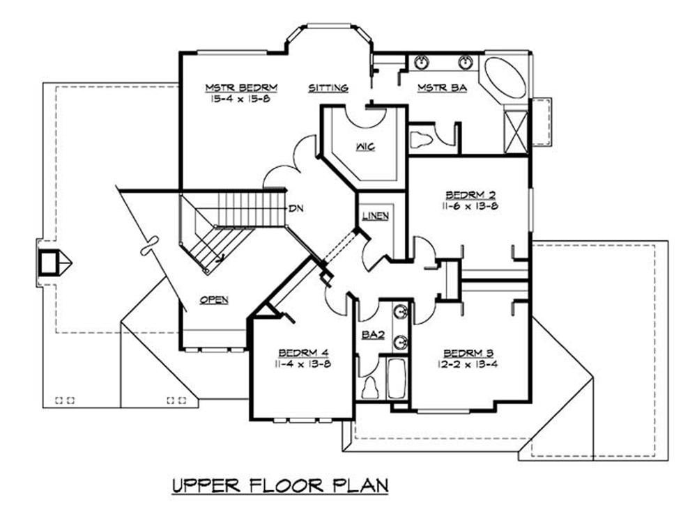 Floor Plan Second Story of Craftsman Plan #115-1410
